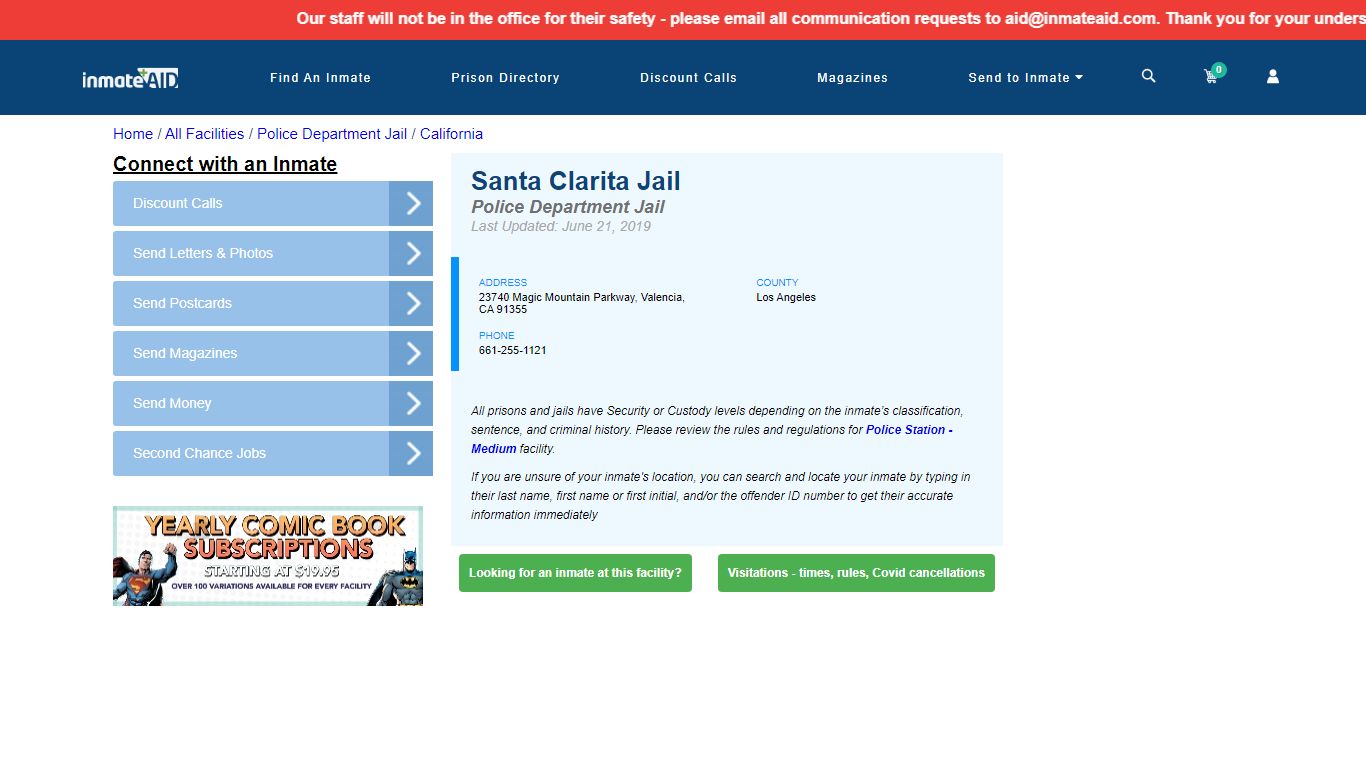 Santa Clarita Jail & Inmate Search - Valencia, CA